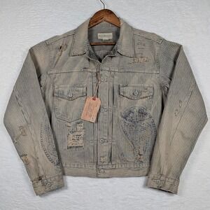 Denim & Supply Ralph Lauren Jean Jacket Large Hickory Striped Trucker Paisley